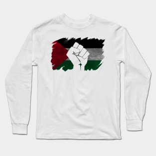 Palestine Solidarity Flag with Fist Long Sleeve T-Shirt